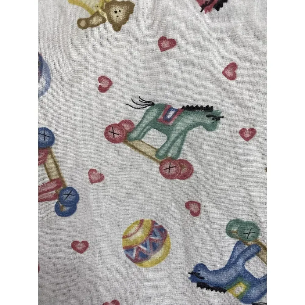Vintage Lambs & Ivy Crib Sheet Hearts Rolling Horse Balls Teddy Bears Baby 90s